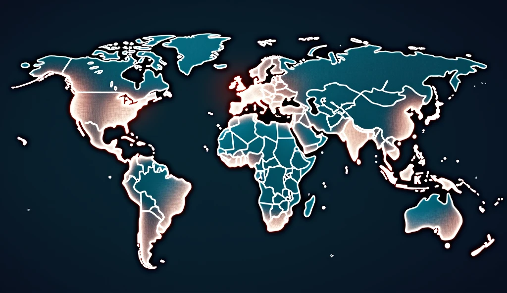 An animated-style map of Africa highlighting over 40 countries with Onafriq presence, glowing nodes and connection lines linking to UK and Mauritius offices, with icons for banks and wallets.