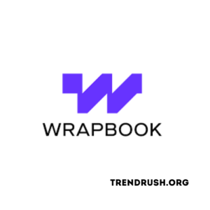 Logo of Wrapbook and url of trendrush.org