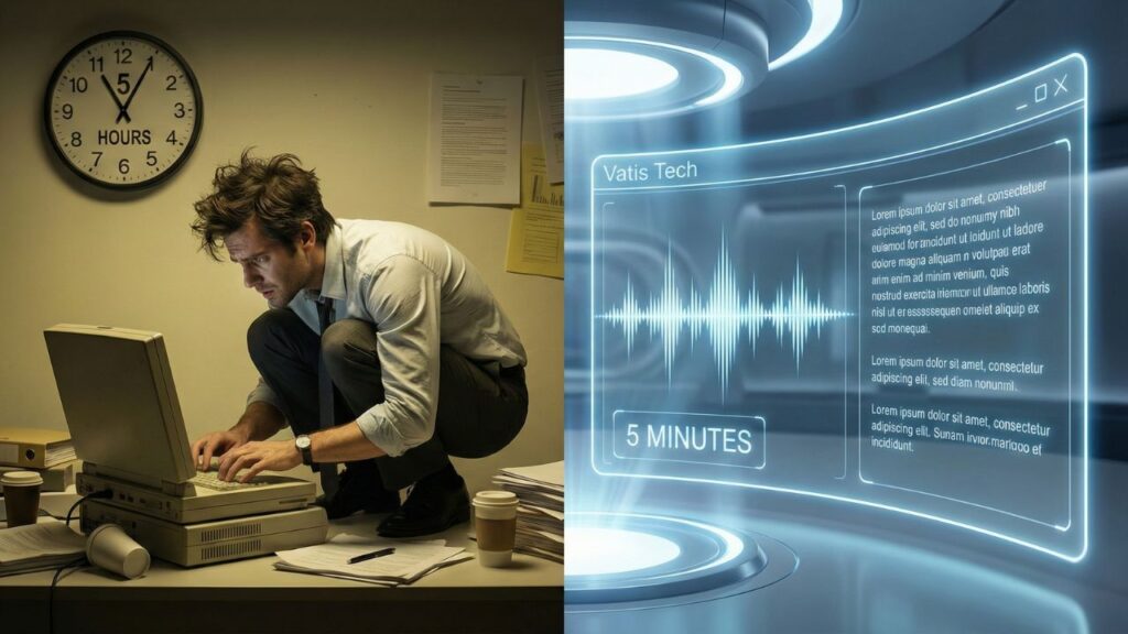 Manual transcription vs AI transcription speed comparison.