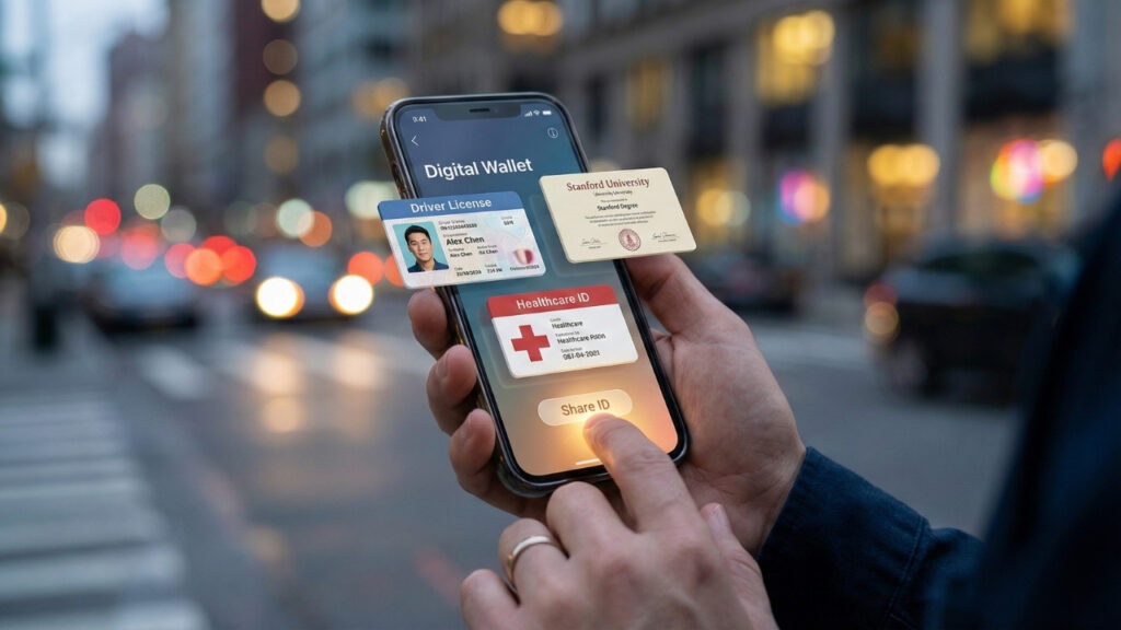 Smartphone digital identity wallet interface 2026.