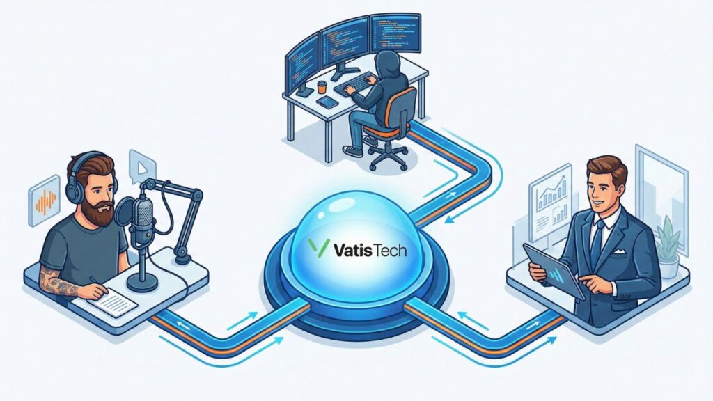 Who uses Vatis Tech: Podcasters, Developers, and Enterprises.